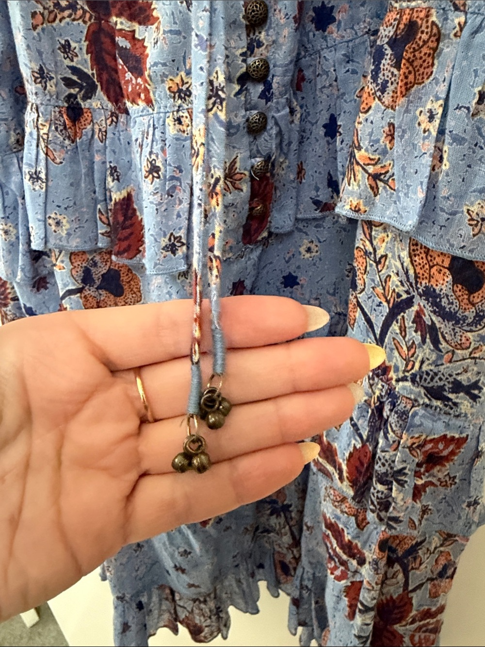 Free People Blue Floral Ruffle Midi Dress - Picture 3 of 7
